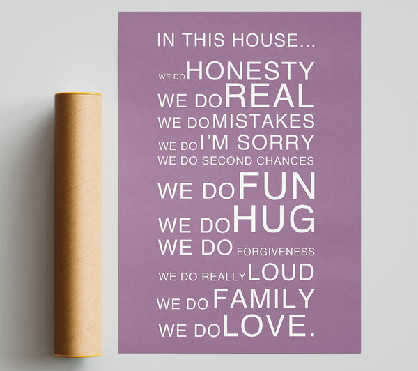 Family Quote In This House Dusty Pink Giclee Print