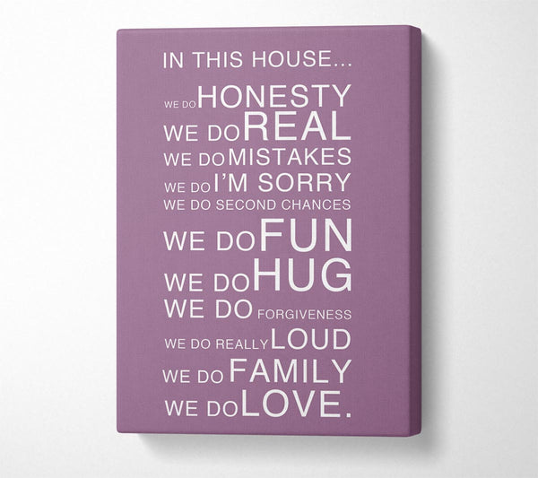  A Canvas Print of Family Quote In This House Dusty Pink Canvas Wall Art