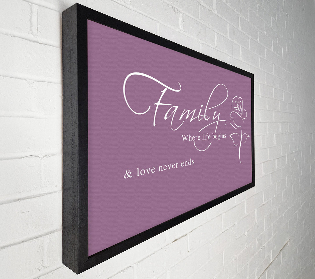  A Canvas Print of Family Quote Family Where Life Begins 1 Dusty Pink Canvas Print