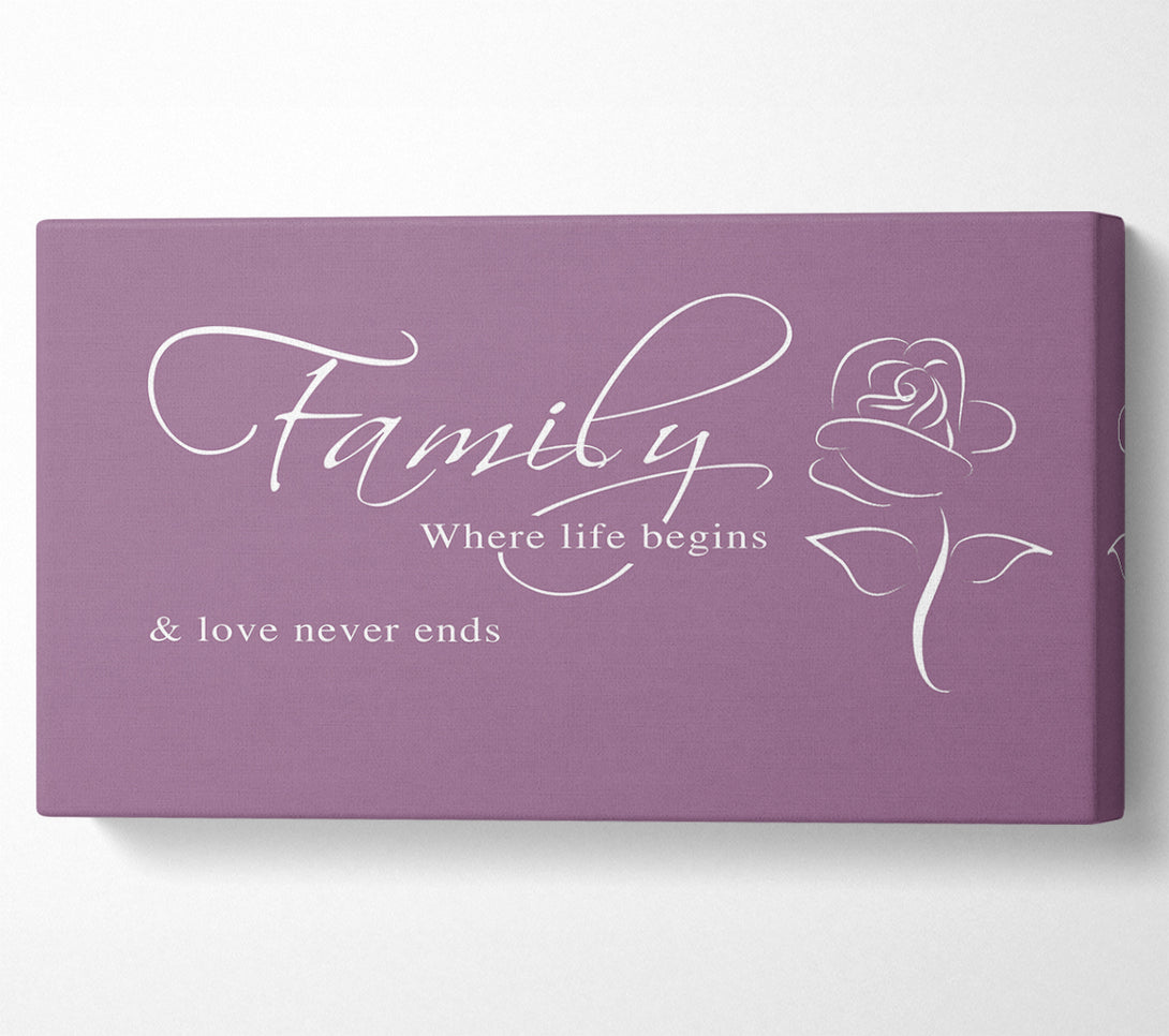  A Canvas Print of Family Quote Family Where Life Begins 1 Dusty Pink Canvas Print