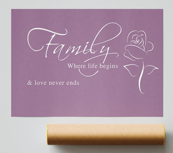 Family Quote Family Where Life Begins 1 Dusty Pink Print