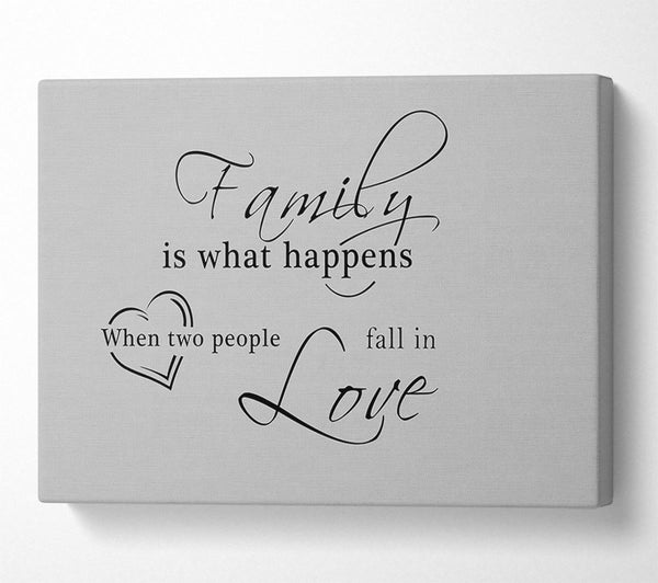  A Canvas Print of Family Quote Family Is What Happens Grey Canvas Print