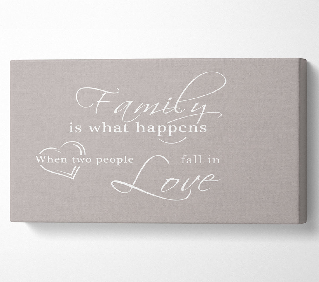 A Canvas Print of Family Quote Family Is What Happens Beige Canvas Wall Art