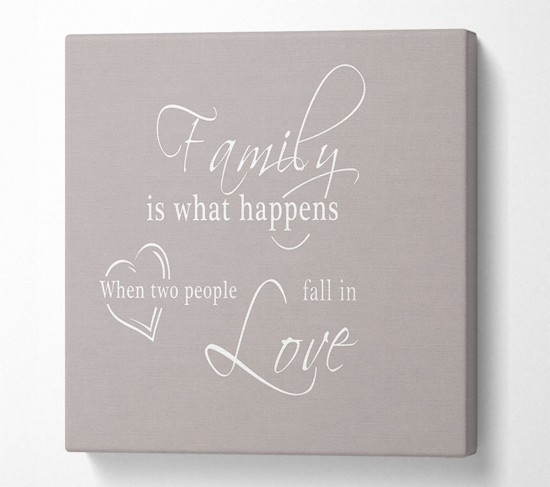  A Canvas Print of Family Quote Family Is What Happens Beige Canvas Wall Art