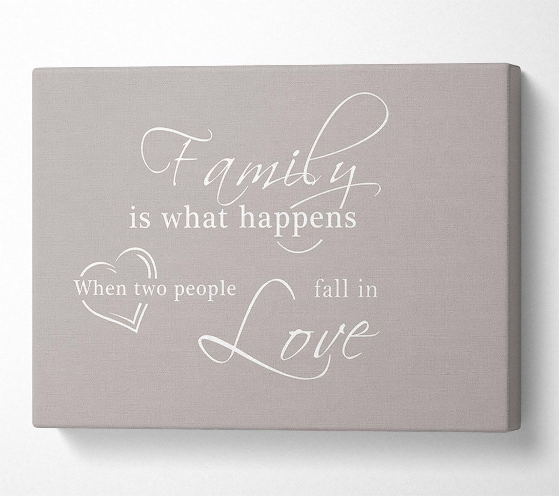  A Canvas Print of Family Quote Family Is What Happens Beige Canvas Wall Art