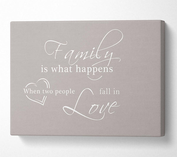  A Canvas Print of Family Quote Family Is What Happens Beige Canvas Wall Art