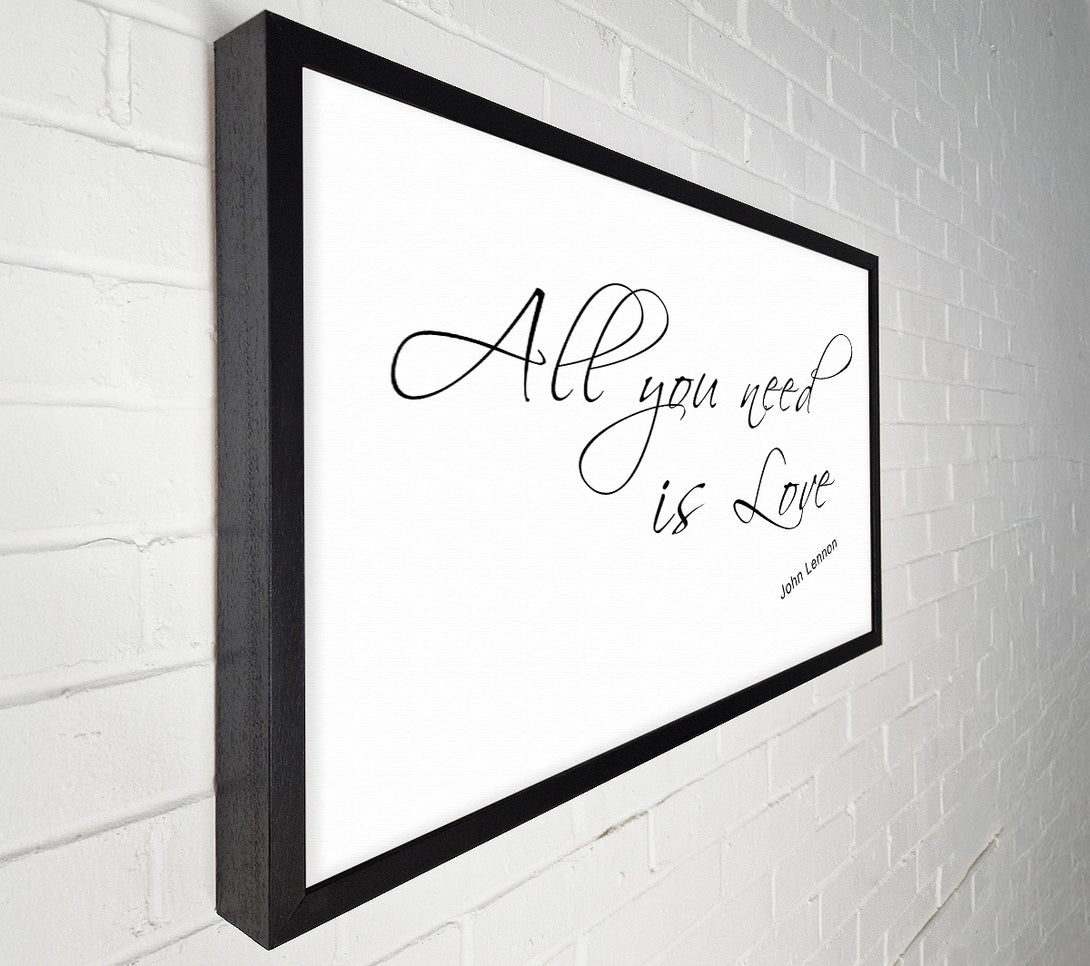  A Canvas Print of Music Quote All You Need Is Love 2 White Canvas Print