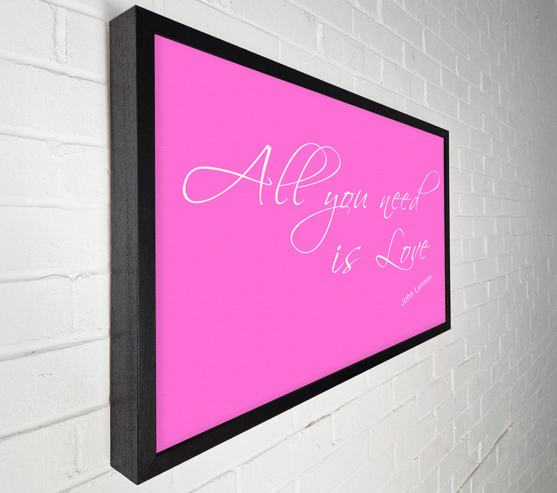  A Canvas Print of Music Quote All You Need Is Love 2 Vivid Pink Canvas Print