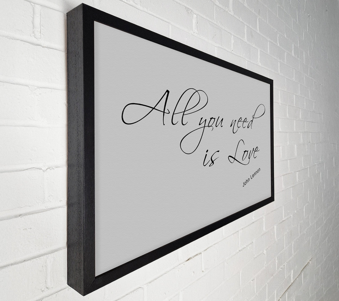  A Canvas Print of Music Quote All You Need Is Love 2 Grey Canvas Art
