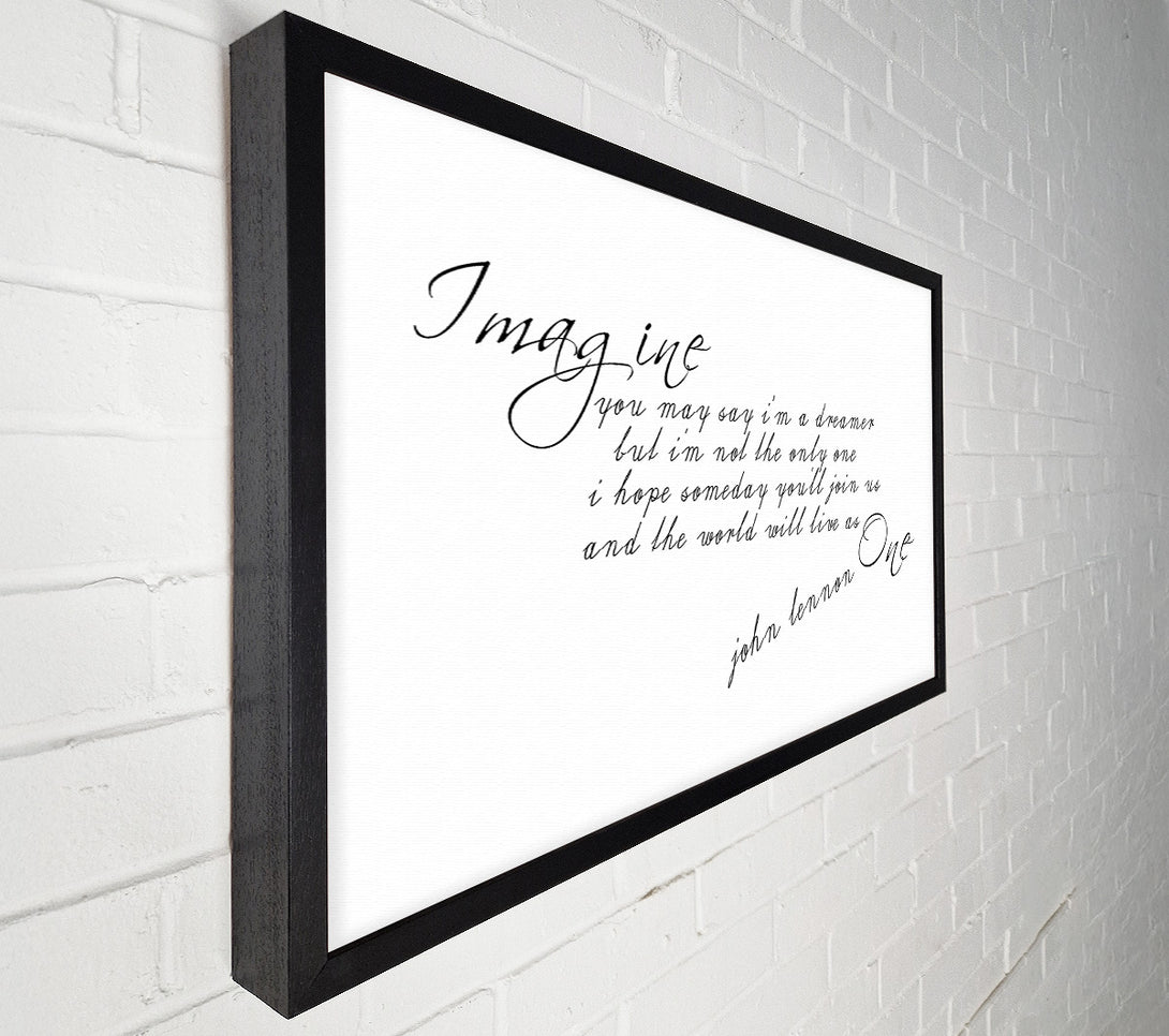 A Canvas Print of Music Quote Imagine John Lennon White Canvas Print