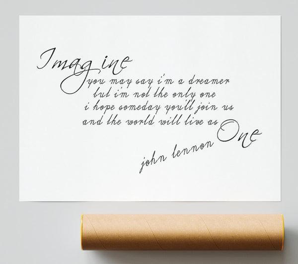 Music Quote Imagine John Lennon White Print