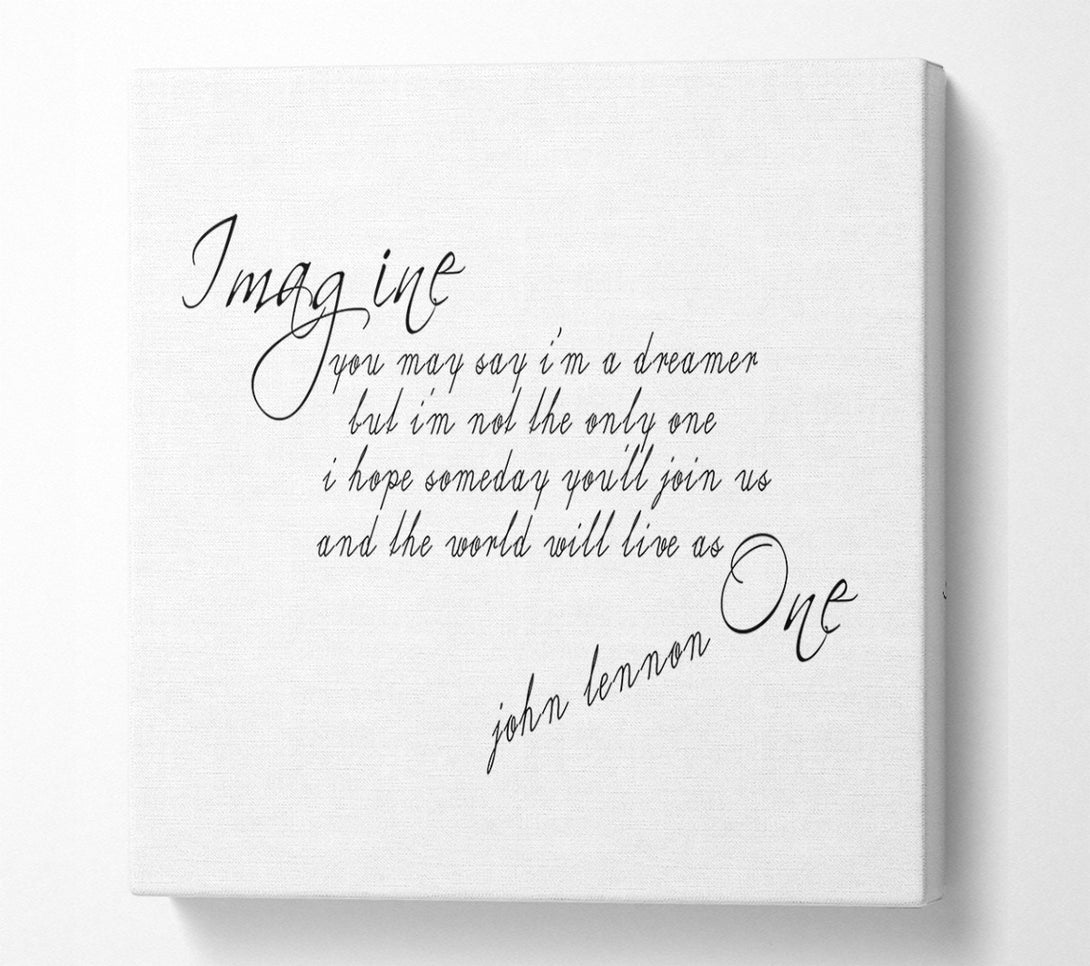  A Canvas Print of Music Quote Imagine John Lennon White Canvas Print