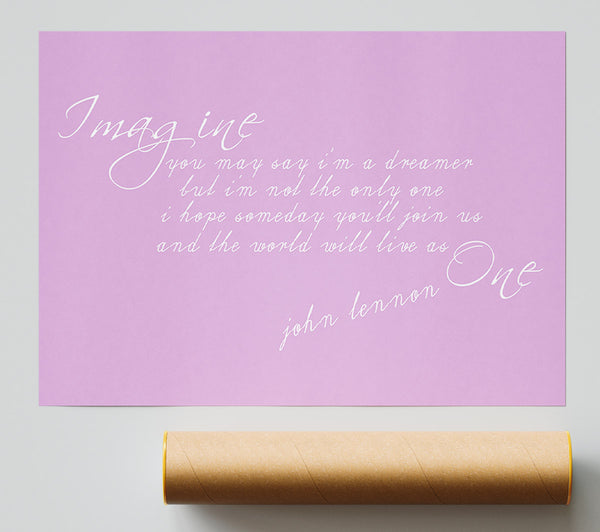 Music Quote Imagine John Lennon Pink Print