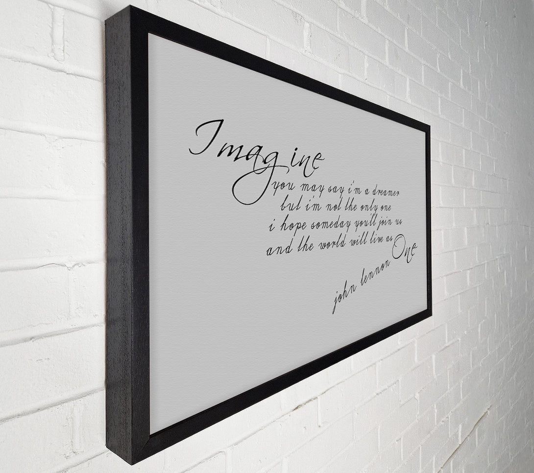  A Canvas Print of Music Quote Imagine John Lennon Grey Canvas Wall Art