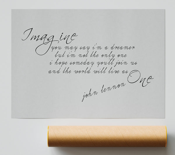 Music Quote Imagine John Lennon Grey Poster