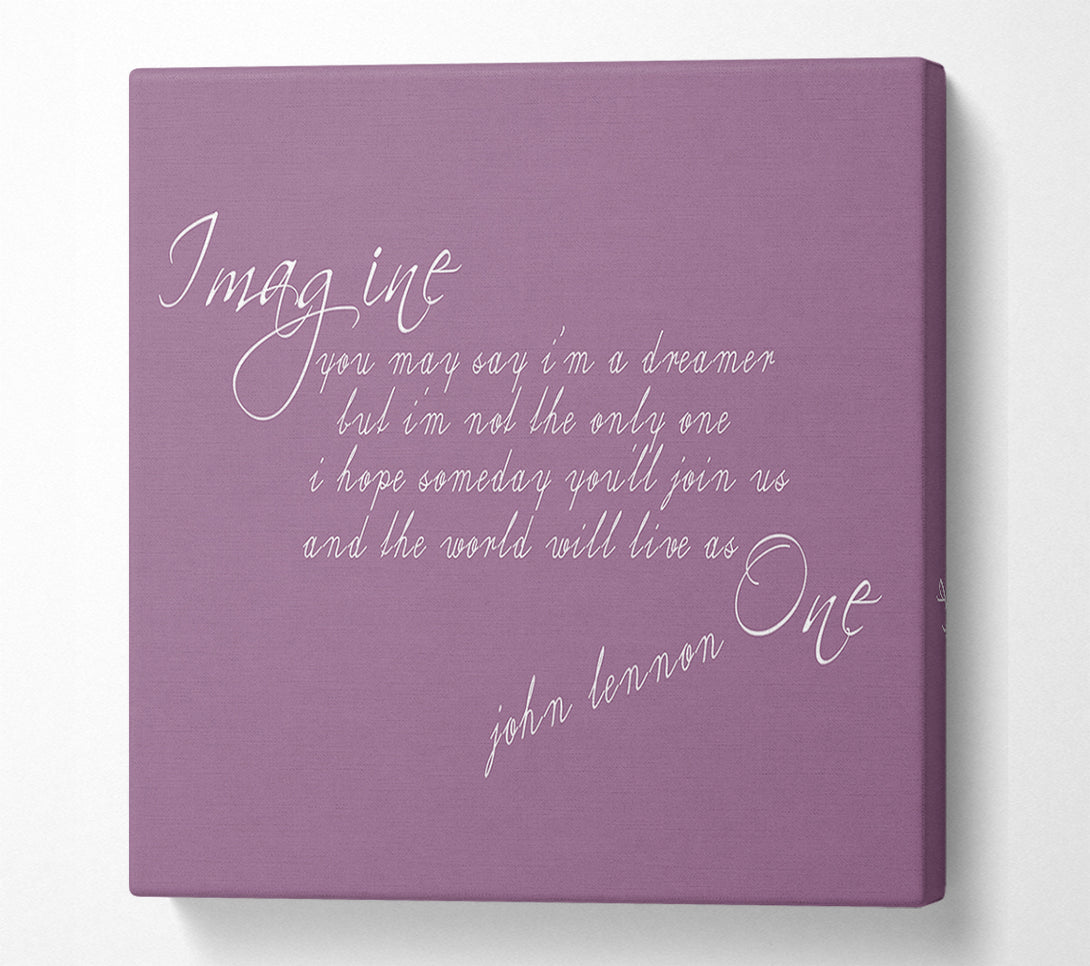  A Canvas Print of Music Quote Imagine John Lennon Dusty Pink Canvas Art