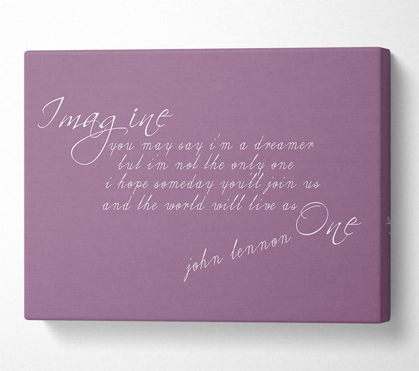  A Canvas Print of Music Quote Imagine John Lennon Dusty Pink Canvas Art