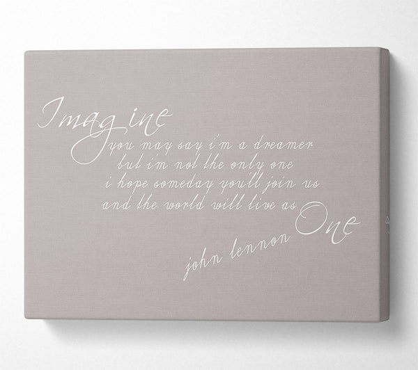  A Canvas Print of Music Quote Imagine John Lennon Beige Canvas Art