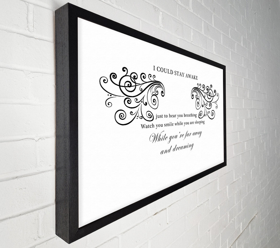  A Canvas Print of Music Quote I Could Stay Awake Aerosmith White Canvas Wall Art