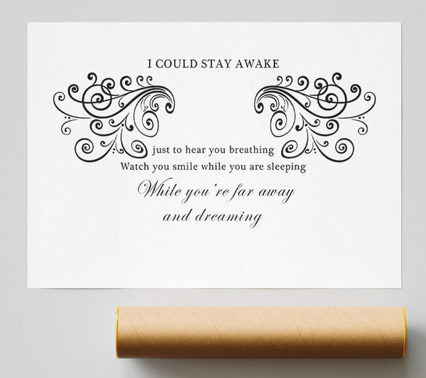 Music Quote I Could Stay Awake Aerosmith White Print