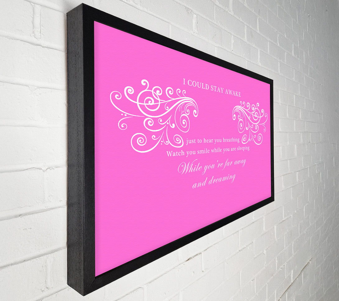  A Canvas Print of Music Quote I Could Stay Awake Aerosmith Vivid Pink Canvas Wall Art