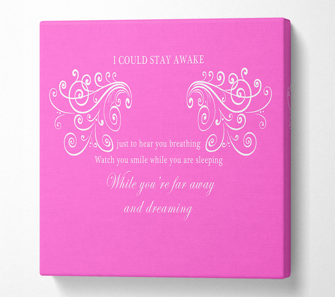  A Canvas Print of Music Quote I Could Stay Awake Aerosmith Vivid Pink Canvas Wall Art