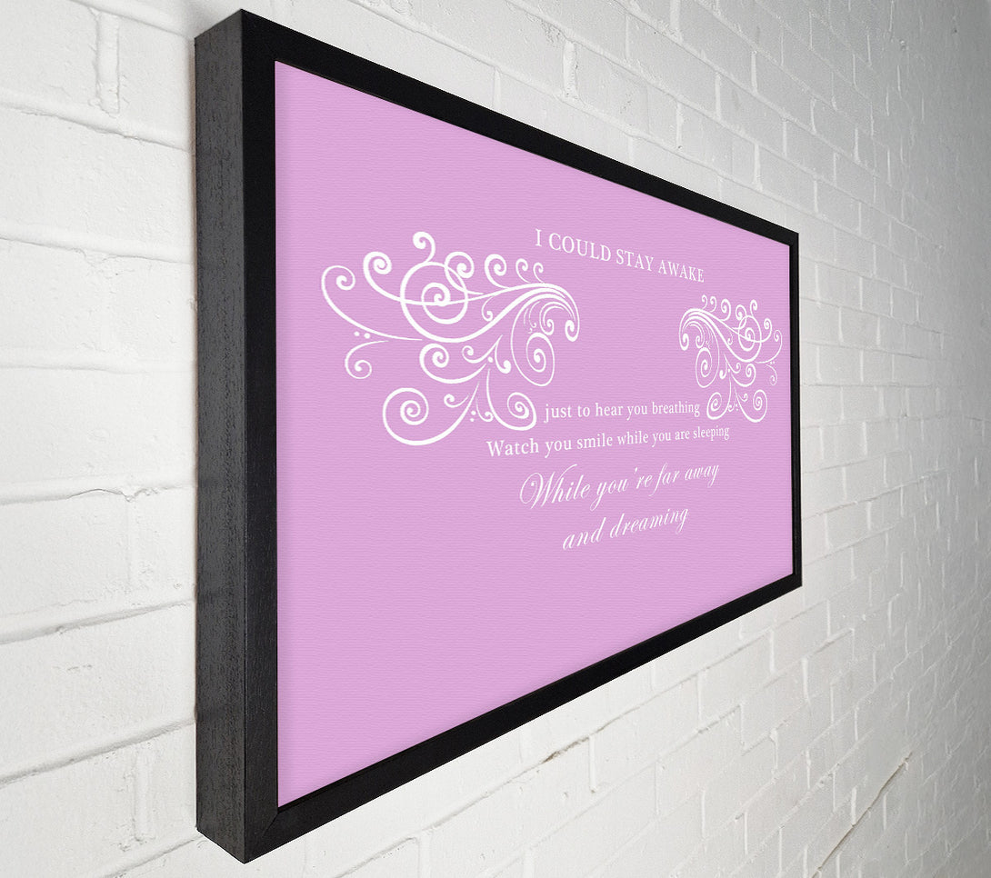  A Canvas Print of Music Quote I Could Stay Awake Aerosmith Pink Canvas Art
