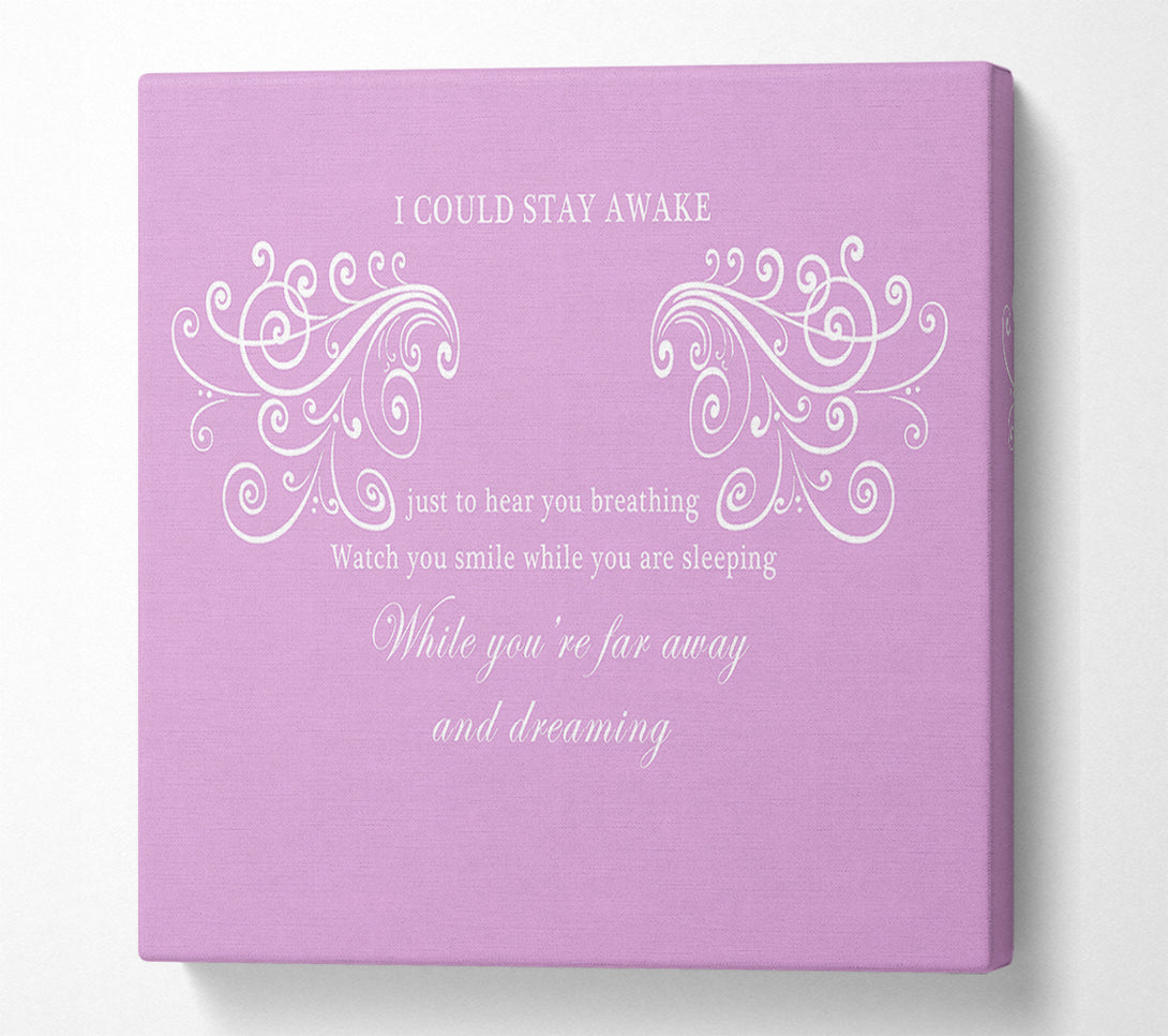  A Canvas Print of Music Quote I Could Stay Awake Aerosmith Pink Canvas Art