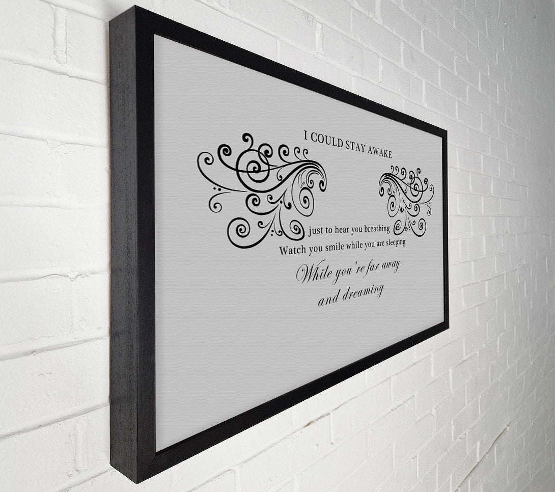  A Canvas Print of Music Quote I Could Stay Awake Aerosmith Grey Canvas Wall Art