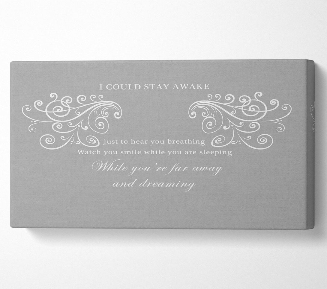  A Canvas Print of Music Quote I Could Stay Awake Aerosmith Grey White Canvas Print