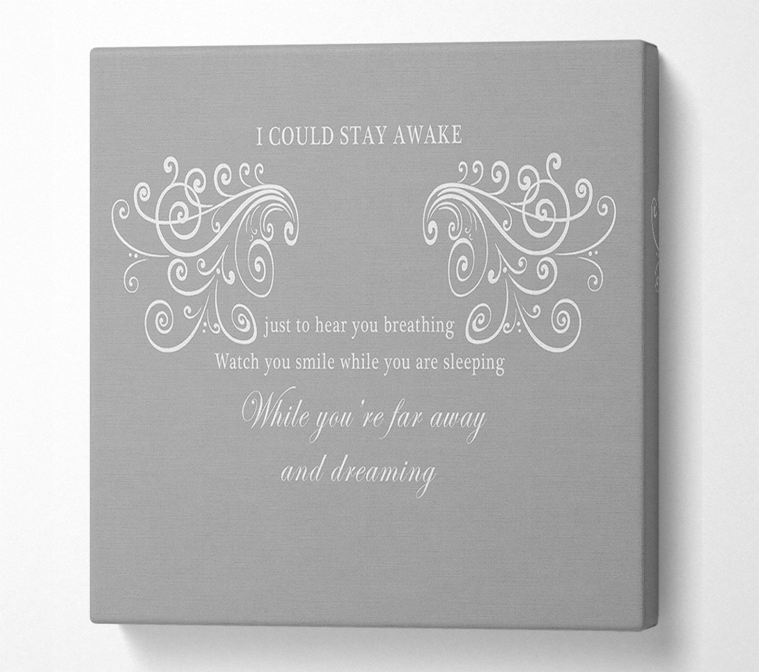  A Canvas Print of Music Quote I Could Stay Awake Aerosmith Grey White Canvas Print