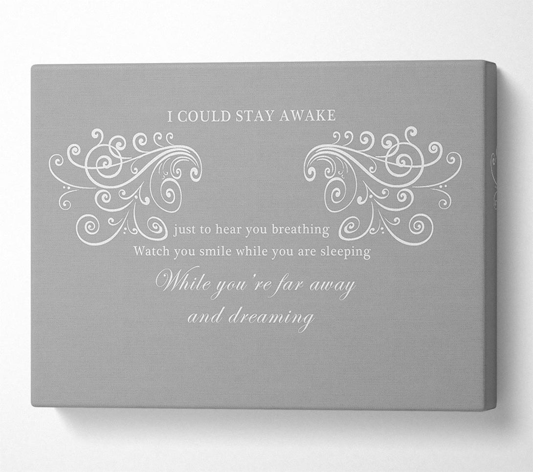  A Canvas Print of Music Quote I Could Stay Awake Aerosmith Grey White Canvas Print