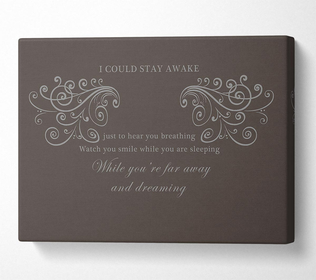  A Canvas Print of Music Quote I Could Stay Awake Aerosmith Chocolate Canvas Print