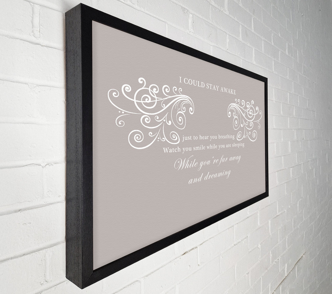 A Canvas Print of Music Quote I Could Stay Awake Aerosmith Beige Canvas Print
