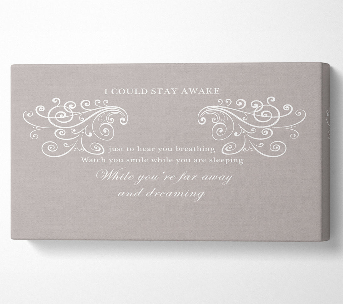  A Canvas Print of Music Quote I Could Stay Awake Aerosmith Beige Canvas Print