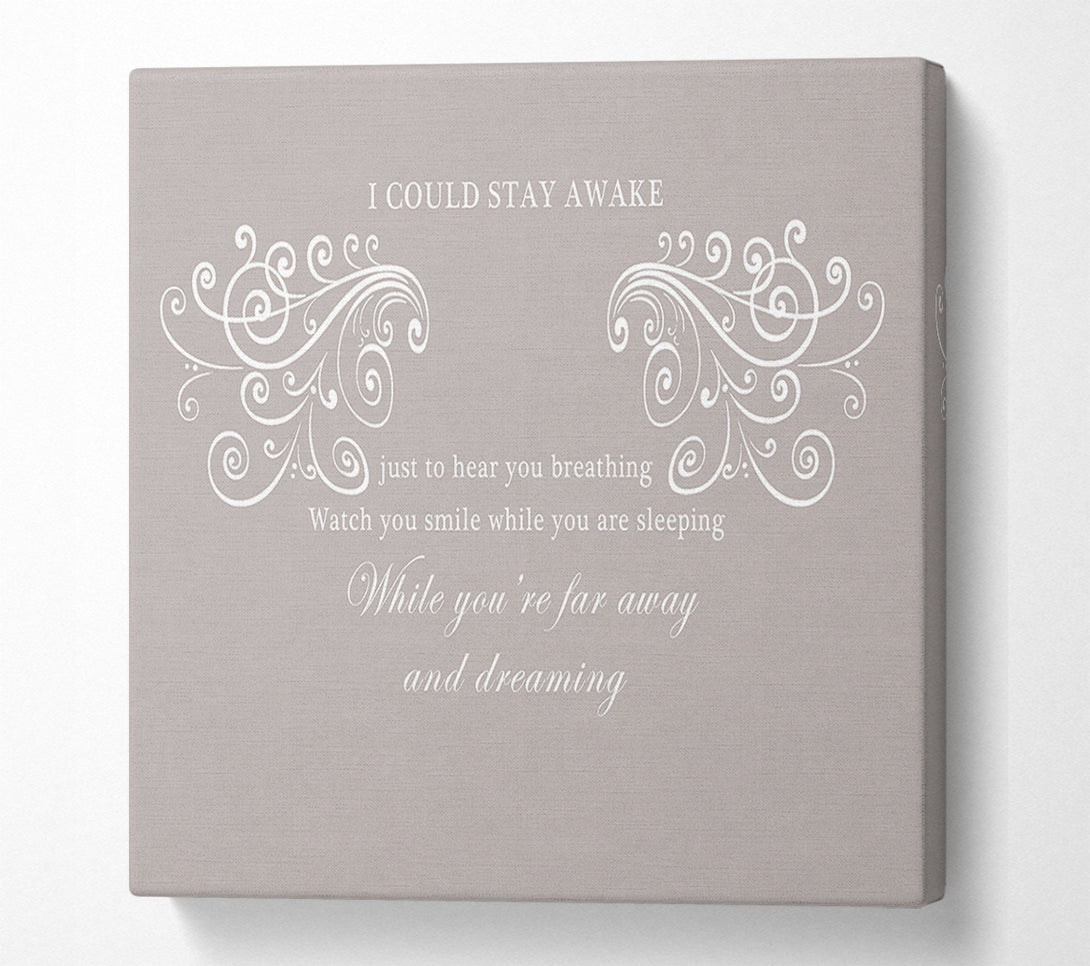  A Canvas Print of Music Quote I Could Stay Awake Aerosmith Beige Canvas Print