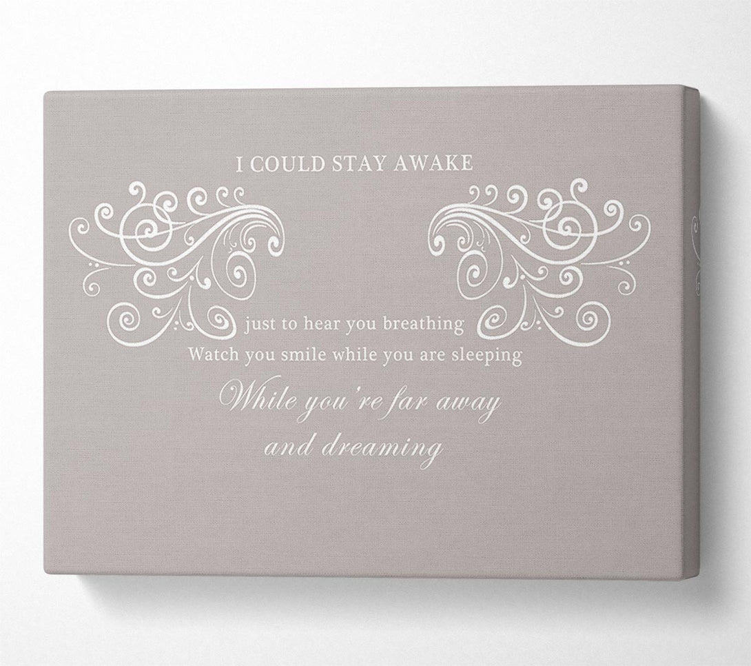  A Canvas Print of Music Quote I Could Stay Awake Aerosmith Beige Canvas Print