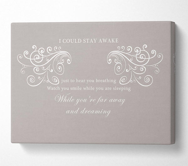  A Canvas Print of Music Quote I Could Stay Awake Aerosmith Beige Canvas Print