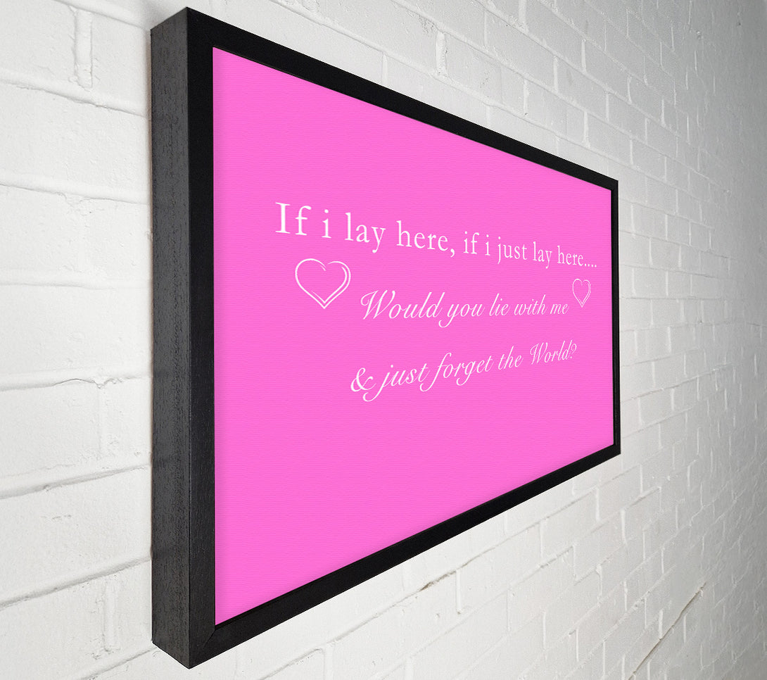  A Canvas Print of Music Quote If I Lay Here Snow Patrol Vivid Pink Canvas Wall Art