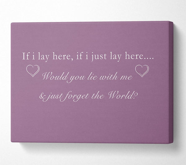  A Canvas Print of Music Quote If I Lay Here Snow Patrol Dusty Pink Canvas Wall Art