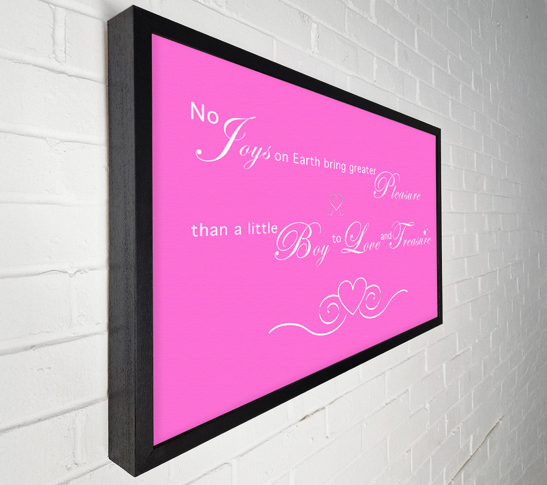  A Canvas Print of Nursery Quote No Joys On Earth Bring Pleasure Vivid Pink Canvas Art