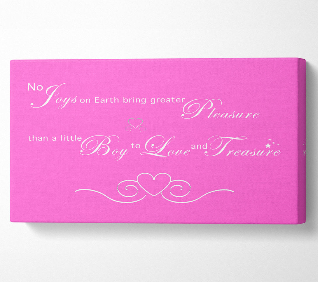  A Canvas Print of Nursery Quote No Joys On Earth Bring Pleasure Vivid Pink Canvas Art
