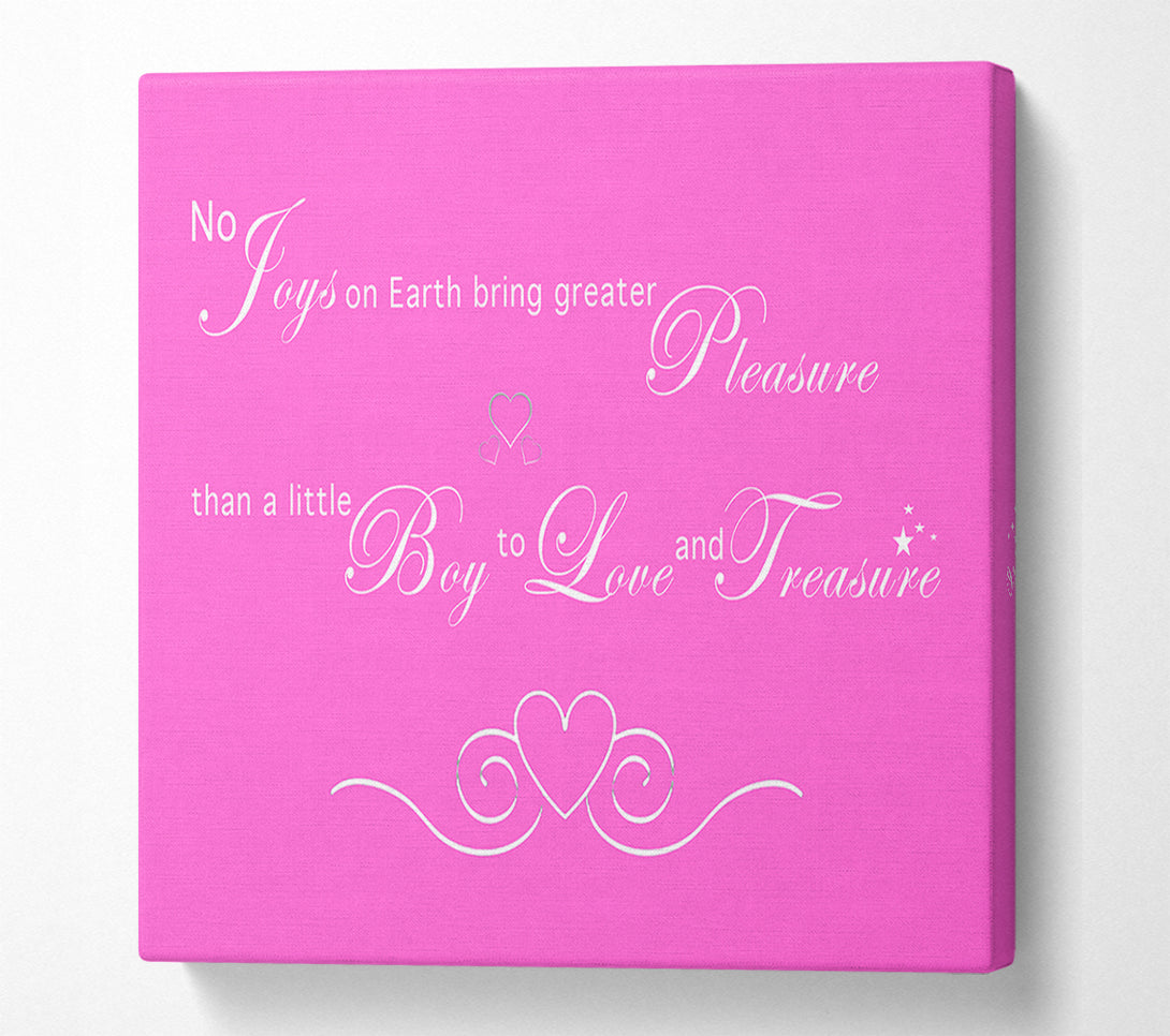  A Canvas Print of Nursery Quote No Joys On Earth Bring Pleasure Vivid Pink Canvas Art