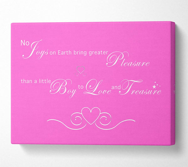  A Canvas Print of Nursery Quote No Joys On Earth Bring Pleasure Vivid Pink Canvas Art