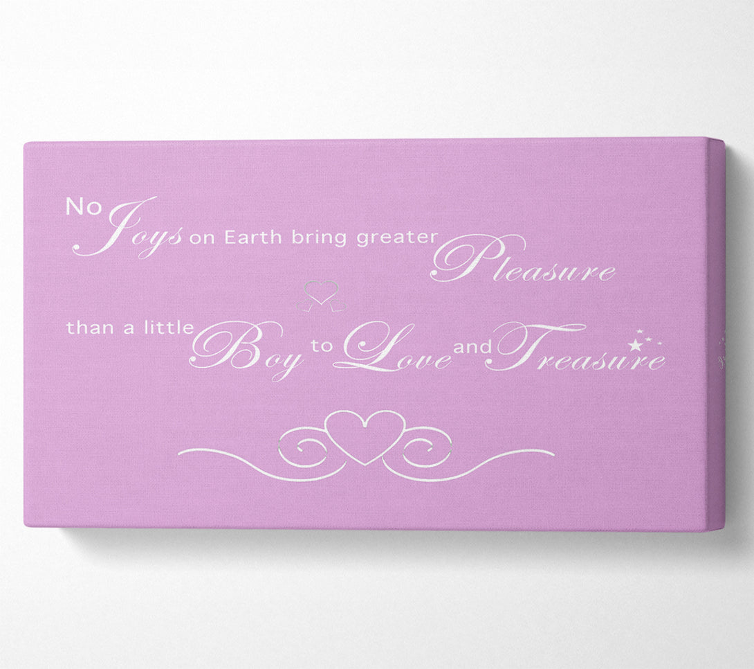  A Canvas Print of Nursery Quote No Joys On Earth Bring Pleasure Pink Canvas Art