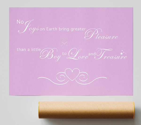 Nursery Quote No Joys On Earth Bring Pleasure Pink Print