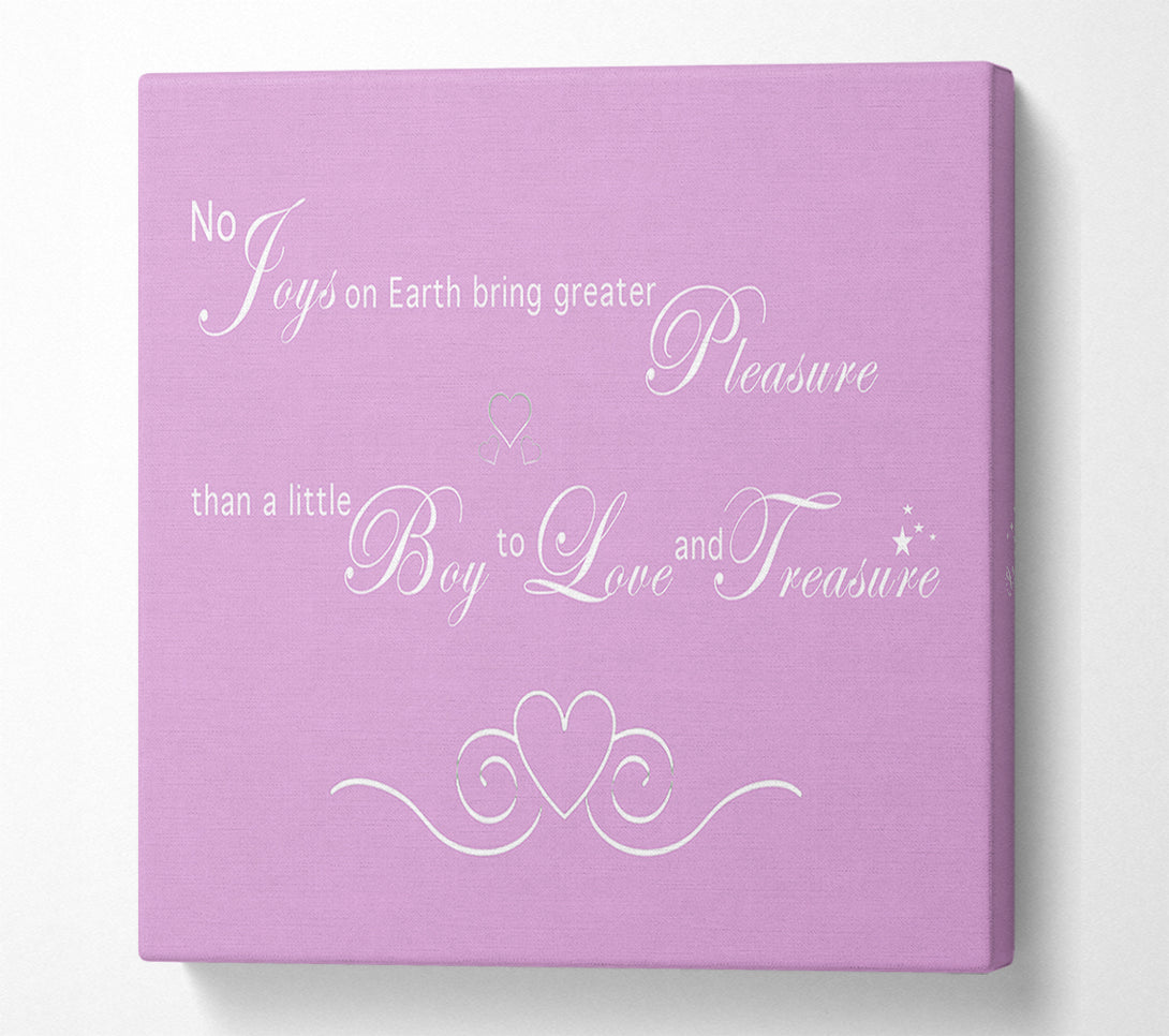  A Canvas Print of Nursery Quote No Joys On Earth Bring Pleasure Pink Canvas Art