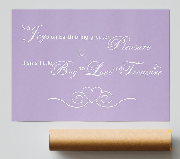 Nursery Quote No Joys On Earth Bring Pleasure Lilac Giclee Print