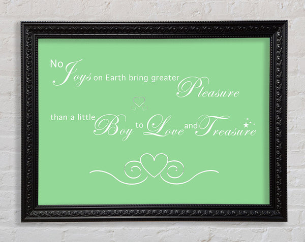 Boys Room Quote No Joys On Earth Bring Pleasure Green Framed Print