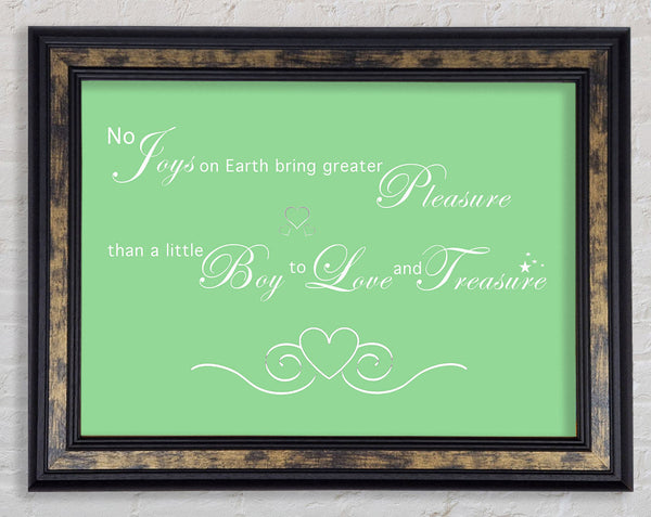 Boys Room Quote No Joys On Earth Bring Pleasure Green Framed Print